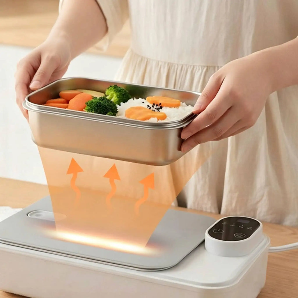 Electric Lunch Box With Stainless Steel Container Smart Rechargeable Insulated Lunch Container Food Warmer Compact For Office