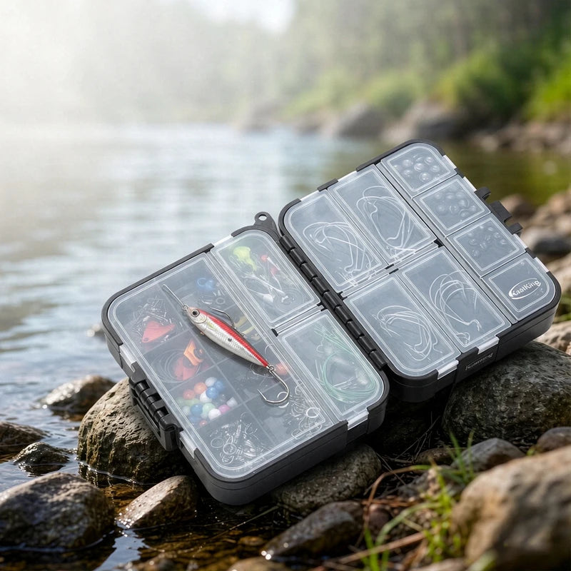 Double-Sided Fishing Tackle Organizer with 12 Compartments