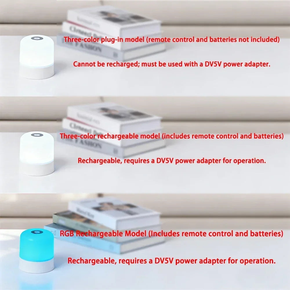 RGB Touchscreen Dimmable Night Light | Rechargeable Bedside Desk Lamp