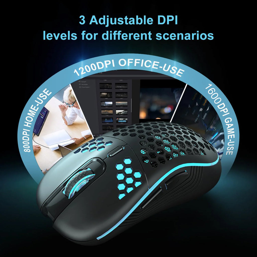 Rechargeable Wireless RGB Mouse with Adjustable DPI