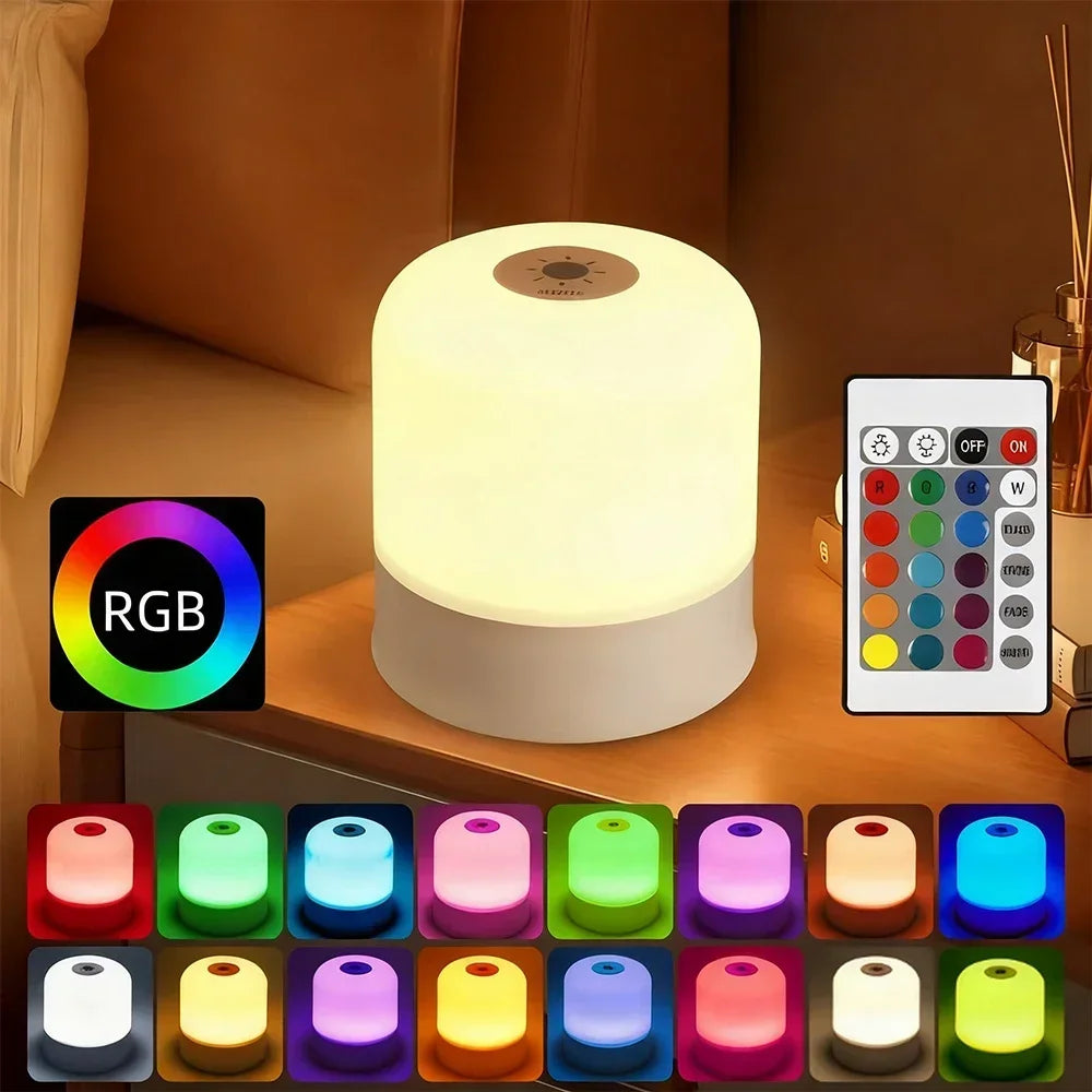RGB Touchscreen Dimmable Night Light | Rechargeable Bedside Desk Lamp