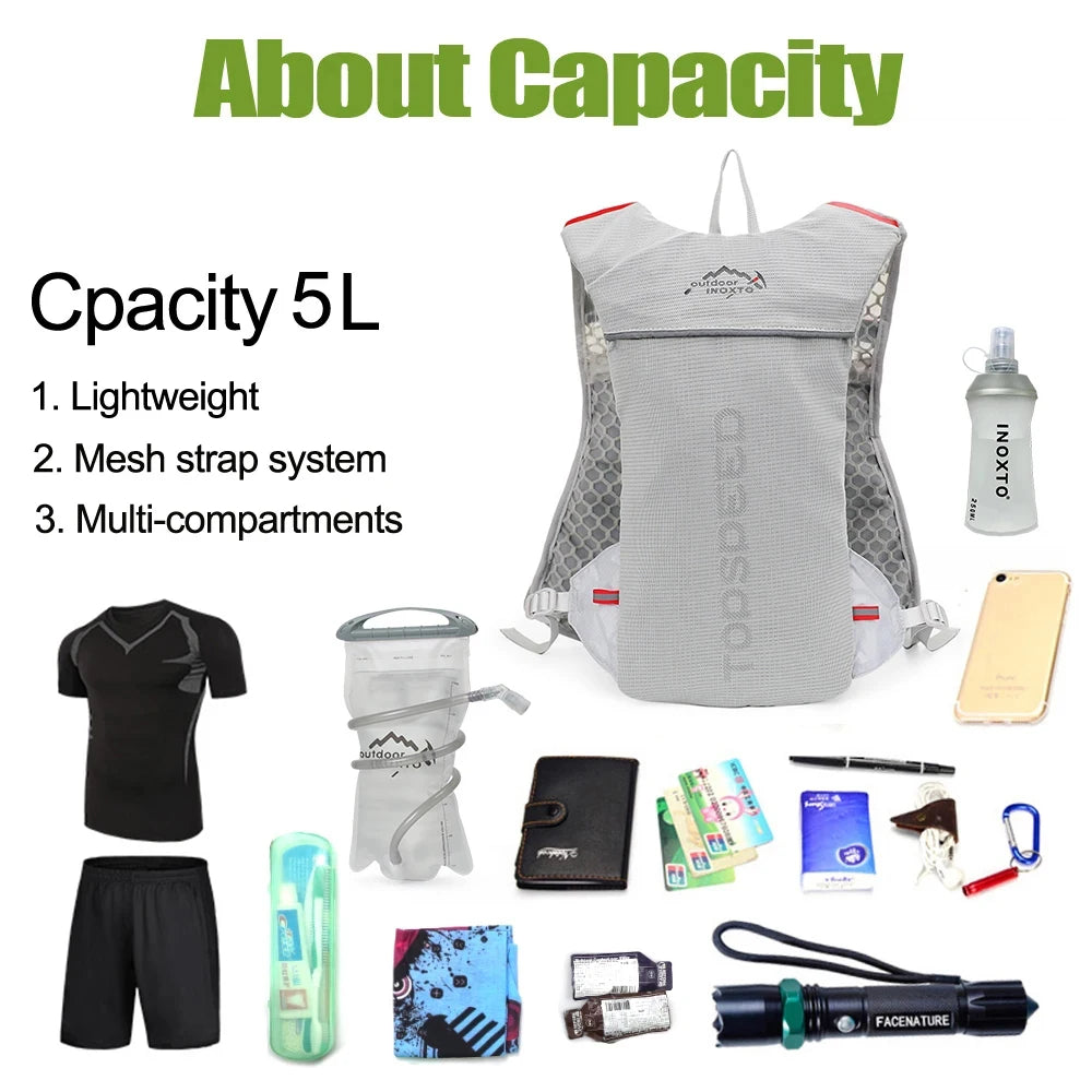 5L Ultralight Running Hydration Vest with Water-Bag Options