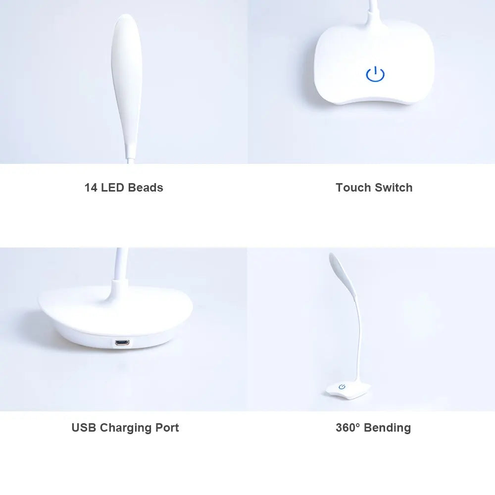 USB Rechargeable LED Desktop Reading Lamp – Eye Protection Night Light