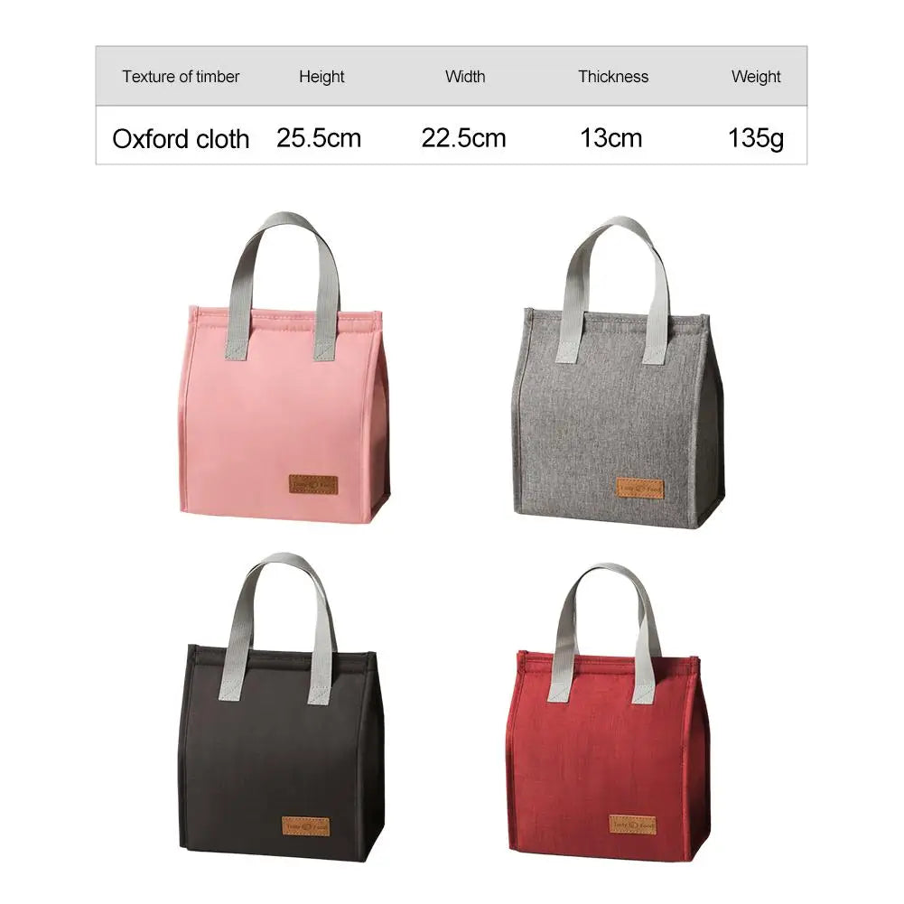 Lunch Bag Thermal Insulation Lunch Box Storage Handbag Solid Color Multifunctional Kid School Lunch Bags Picnic Food Pouch New