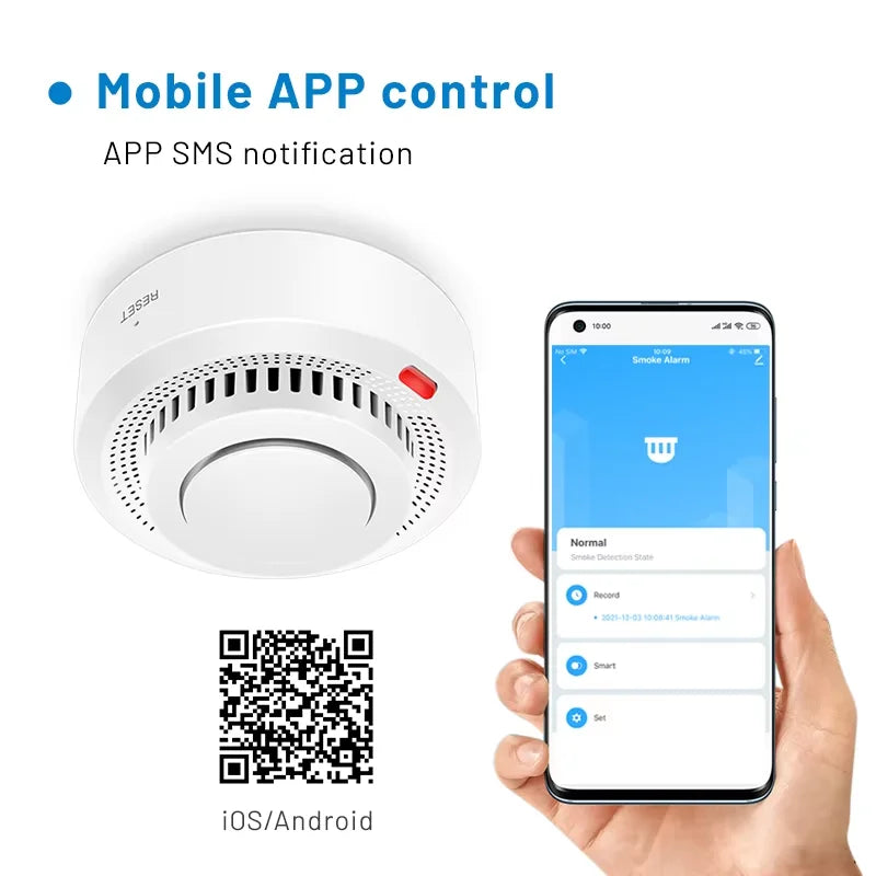 WiFi Smoke Detector with 85 dB Alarm & App Alerts