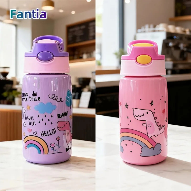 480ml Kids Water Bottle with Straw and Handle