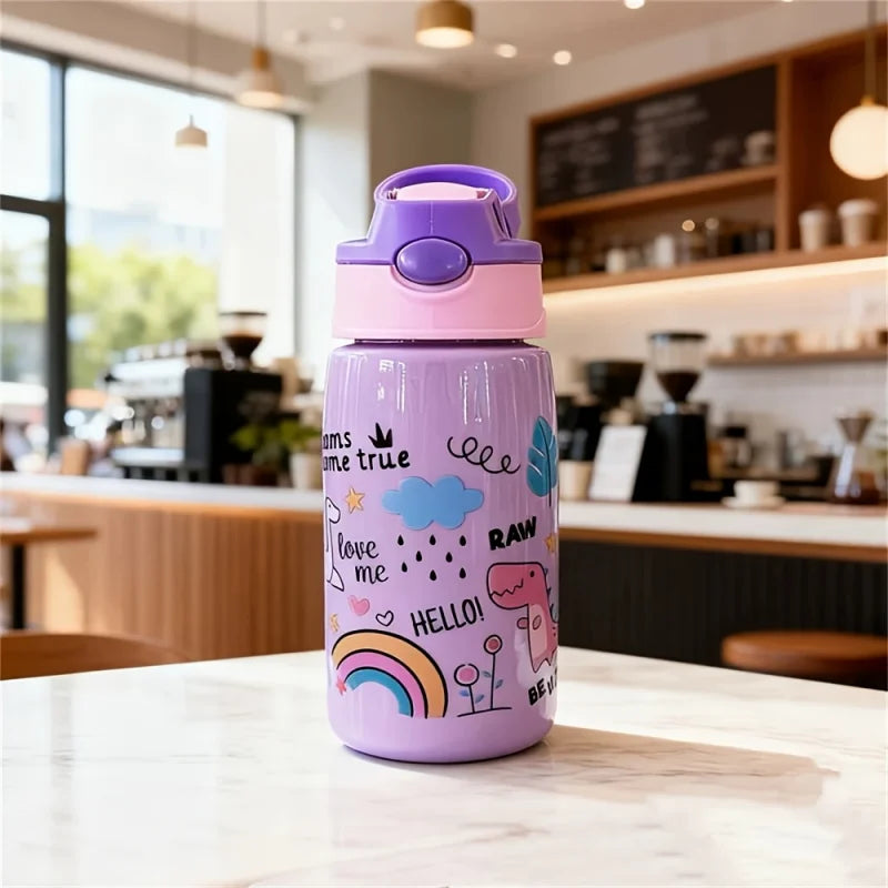 480ml Kids Water Bottle with Straw and Handle