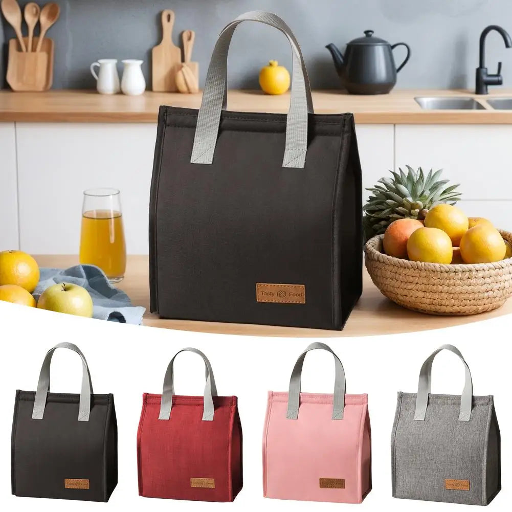 Lunch Bag Thermal Insulation Lunch Box Storage Handbag Solid Color Multifunctional Kid School Lunch Bags Picnic Food Pouch New