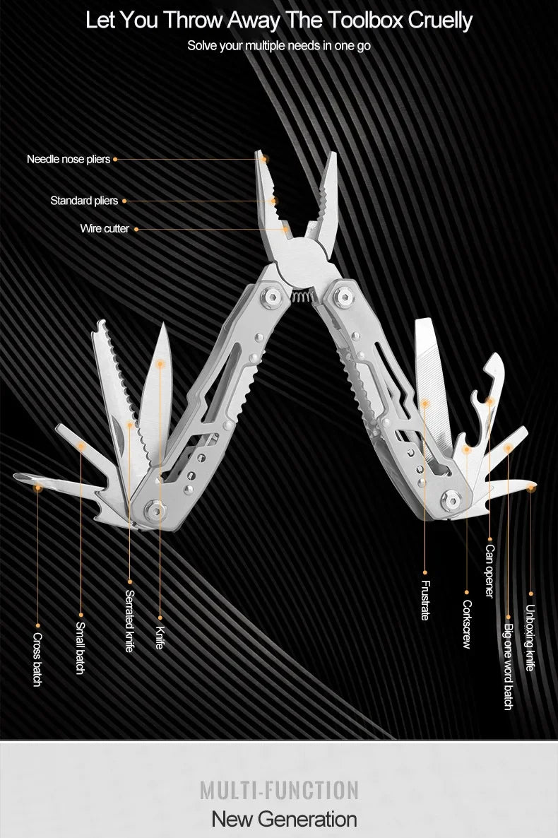 Folding Multi-Tool Pliers – Stainless Steel Portable Combination Tool for Camping & Survival