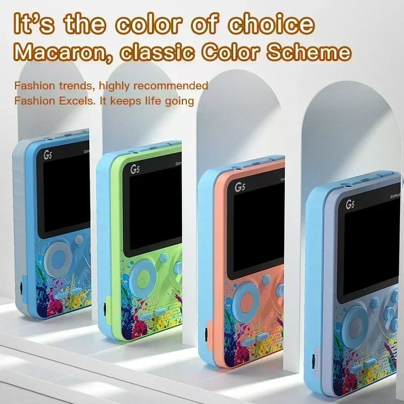Retro G5 Handheld Game Console – 500 Classic Games, 3" Screen, Macaron Colors