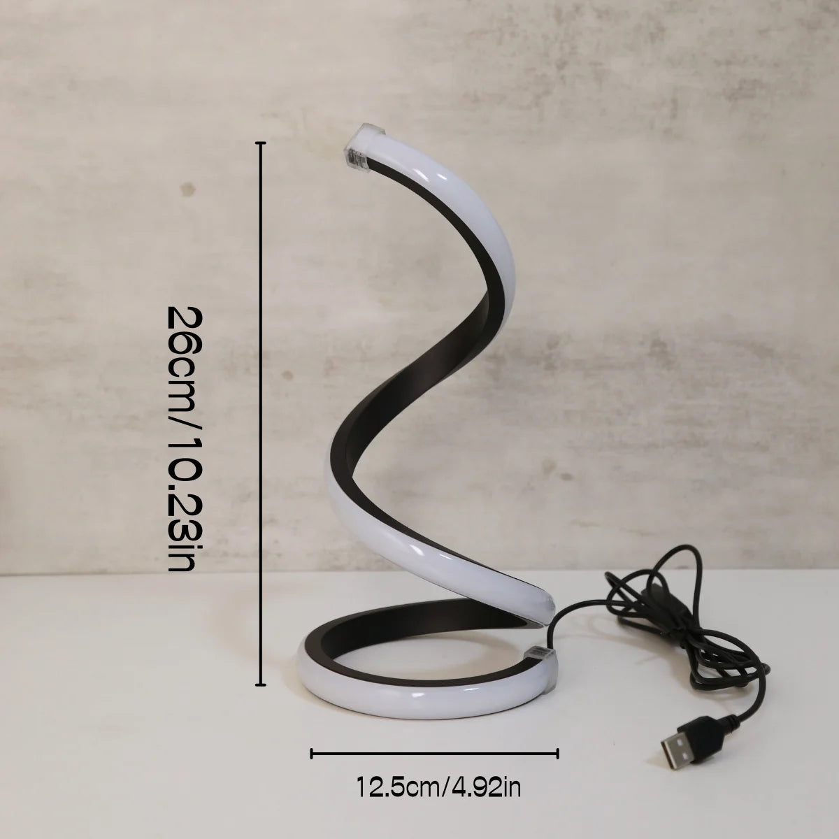 Modern LED Spiral Desk Lamp – 3 Color Dimming, USB, Bedroom & Study Decor