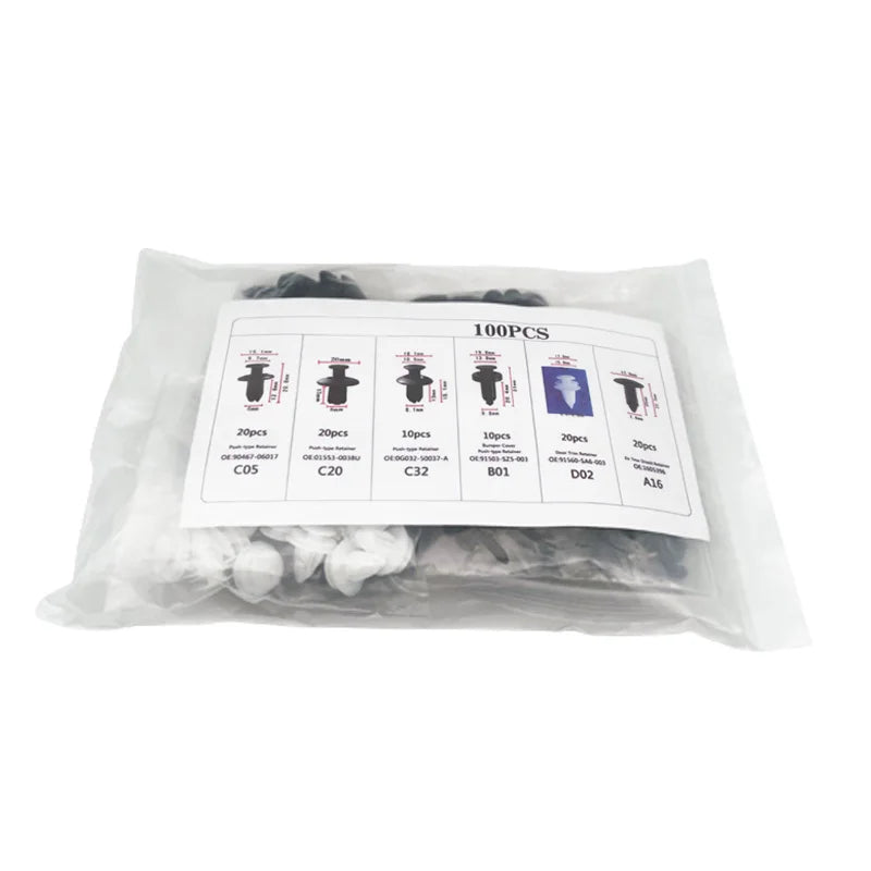 Mixed Automotive Push-Type Fastener Clip Kit