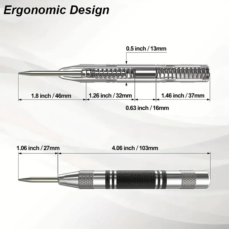 Automatic Spring-Loaded Center Punch for Wood and Metal