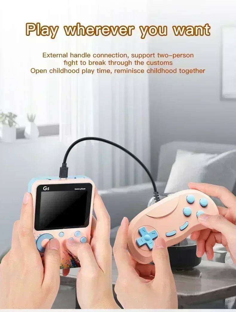 Retro G5 Handheld Game Console – 500 Classic Games, 3" Screen, Macaron Colors