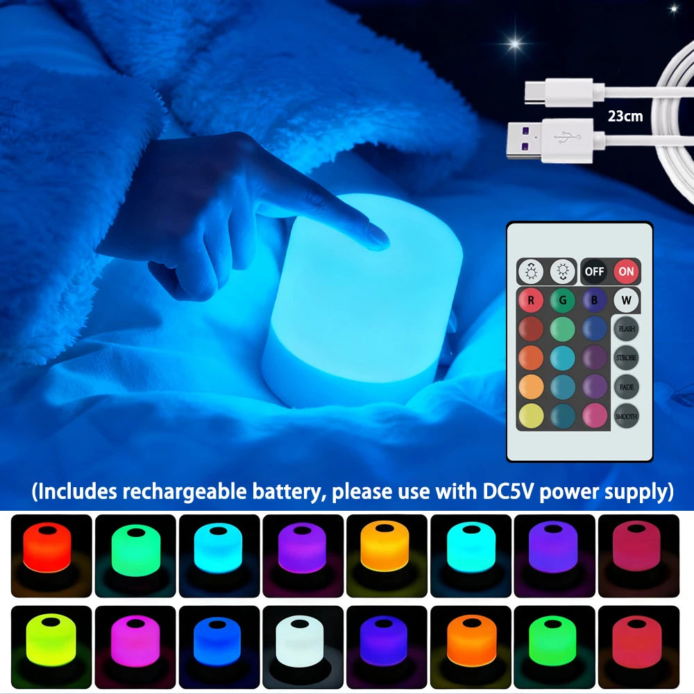 RGB Touchscreen Dimmable Night Light | Rechargeable Bedside Desk Lamp