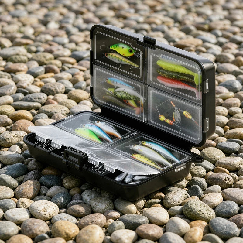 Double-Sided Fishing Tackle Organizer with 12 Compartments