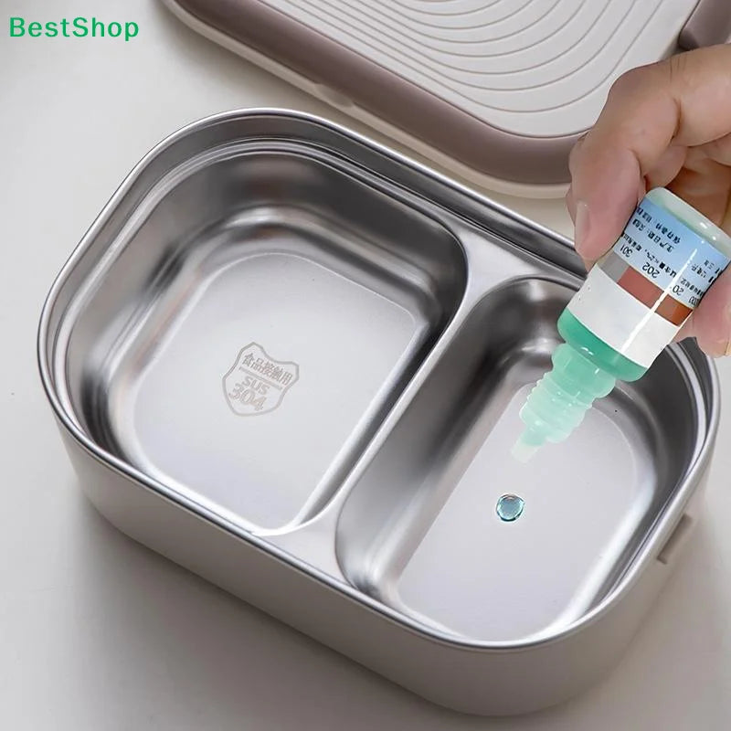 Lunch Box With Electric Heater 2-Basket Stainless Steel 304 No Rust Portable Water-free Electric Lunch Box