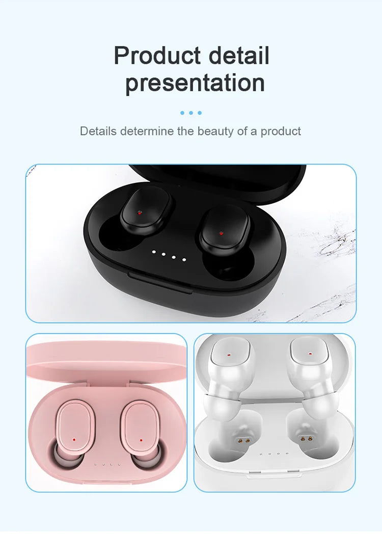 TWS Wireless Earbuds with Charging Case – Bluetooth, Bass Sound