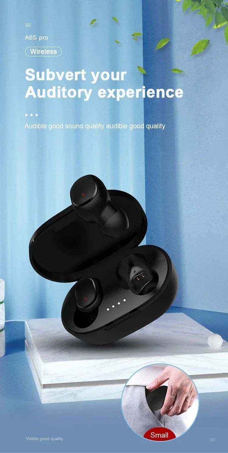 A6S TWS Bluetooth Sport Earbuds – Wireless, Bass-Boosted & Sweat-Proof