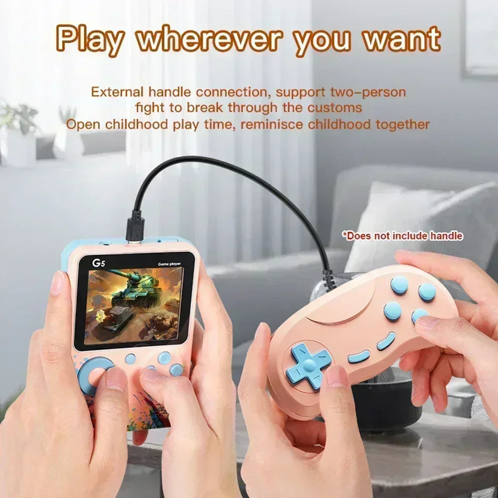 Retro G5 Handheld Game Console – 500 Classic Games, 3" Screen, Macaron Colors
