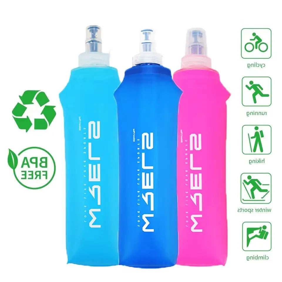WRELS Sports Water Bottle Leak Proof Durable Soft Flask High Flow BPA Free Portable TPU Folding Water Cup Outdoor Running