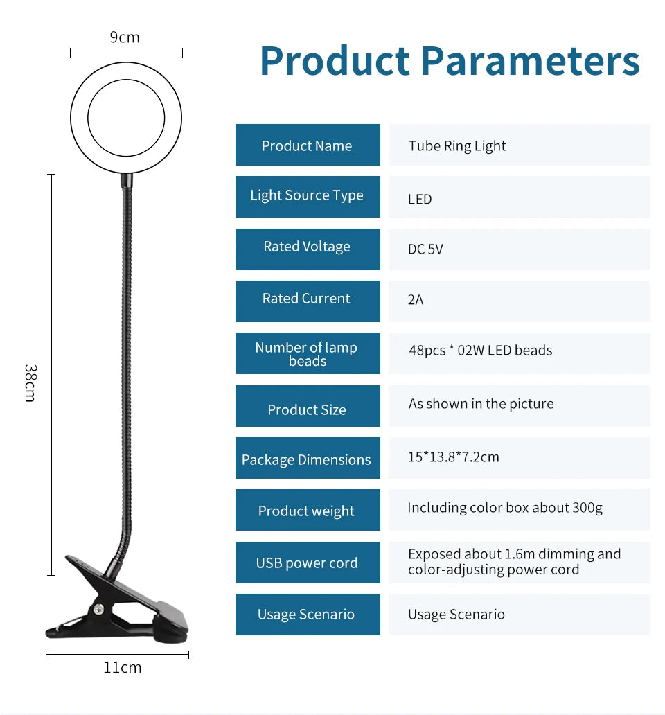 Clip-On LED Desk Lamp – Gooseneck, Memory Function, 3 Modes, Eye Protection