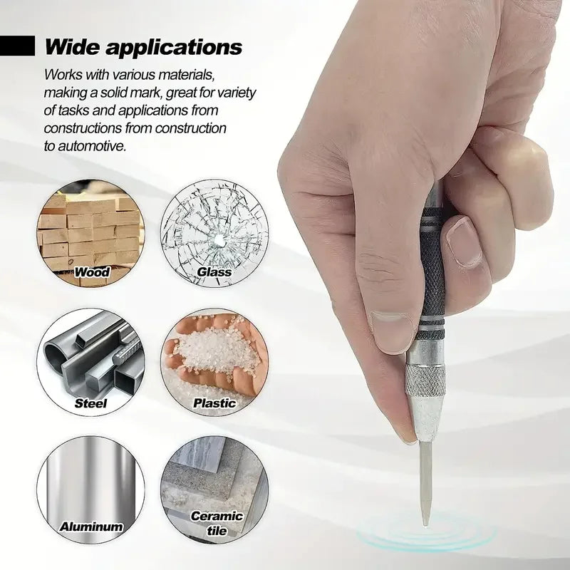 Automatic Spring-Loaded Center Punch for Wood and Metal