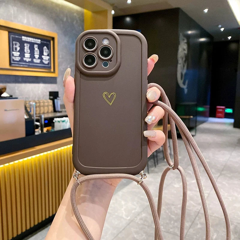 Crossbody Lanyard Silicone iPhone Case – Fits iPhone 11 to 17