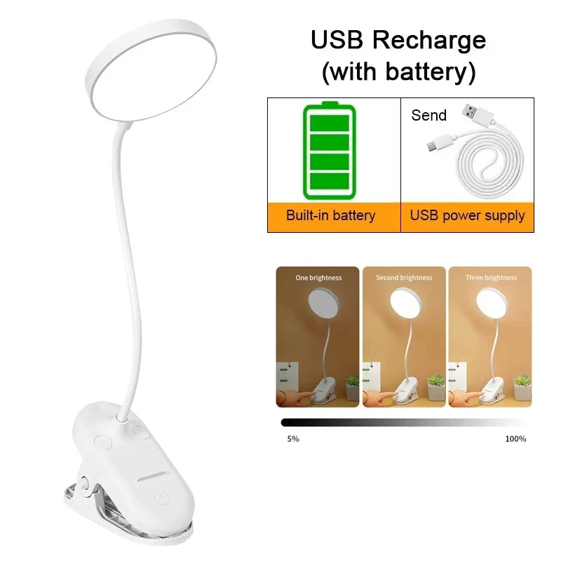 Clip-On LED Desk Lamp – Gooseneck, Memory Function, 3 Modes, Eye Protection