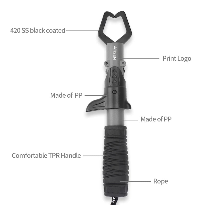 Stainless Steel Fishing Fish Gripper with Lip Grabber Handle