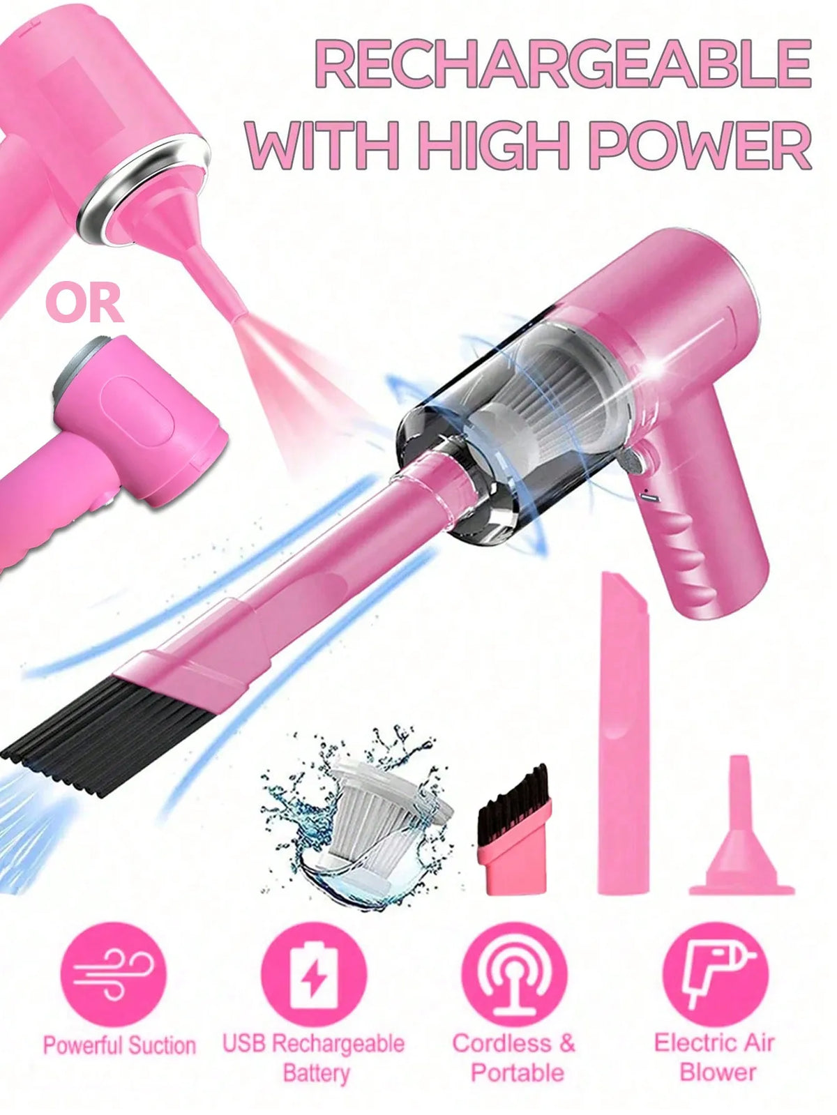 3-in-1 Portable Cordless Vacuum & Air Duster