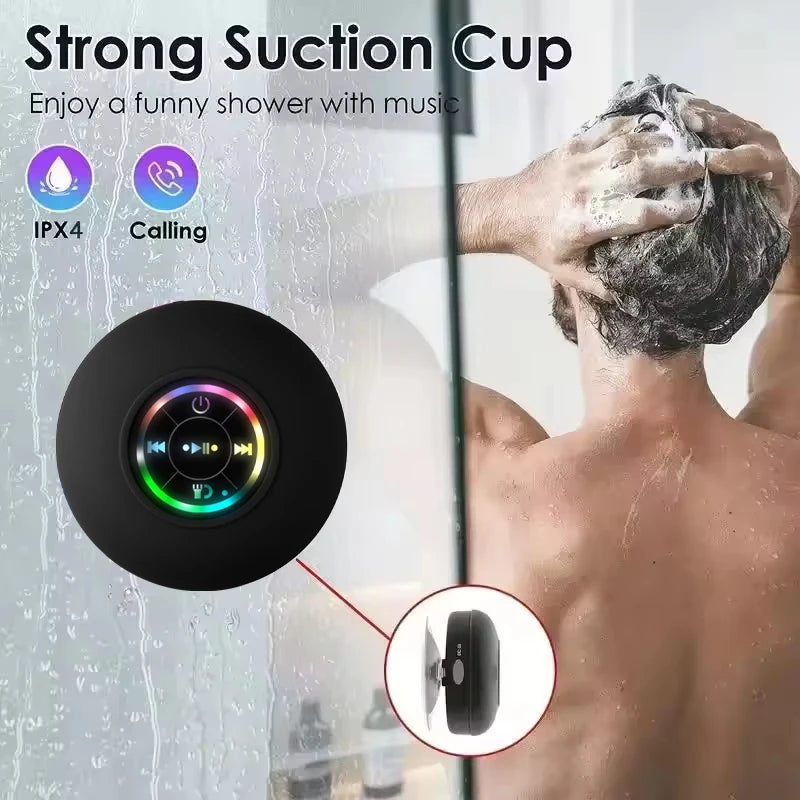 Portable Wireless Bluetooth Speaker – LED Lights & Suction Cup Mount