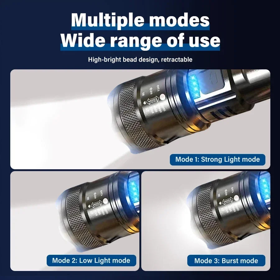 Tactical Zoom Flashlight | 2000LM USB Rechargeable Portable Emergency Light