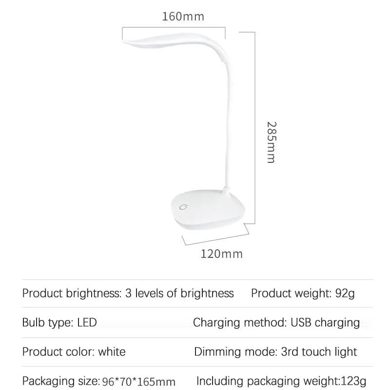 USB Rechargeable LED Desktop Reading Lamp – Eye Protection Night Light