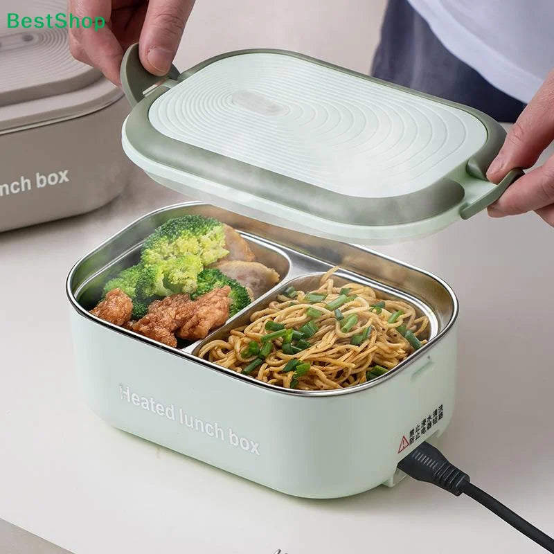 Lunch Box With Electric Heater 2-Basket Stainless Steel 304 No Rust Portable Water-free Electric Lunch Box