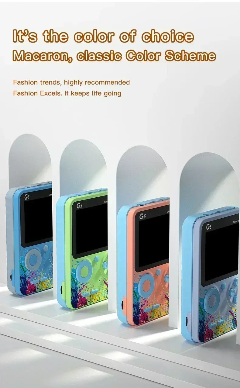 Retro G5 Handheld Game Console – 500 Classic Games, 3" Screen, Macaron Colors