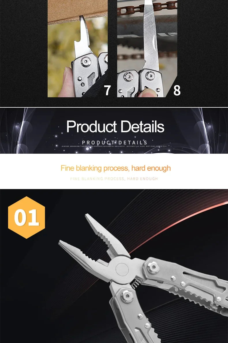 Folding Multi-Tool Pliers – Stainless Steel Portable Combination Tool for Camping & Survival
