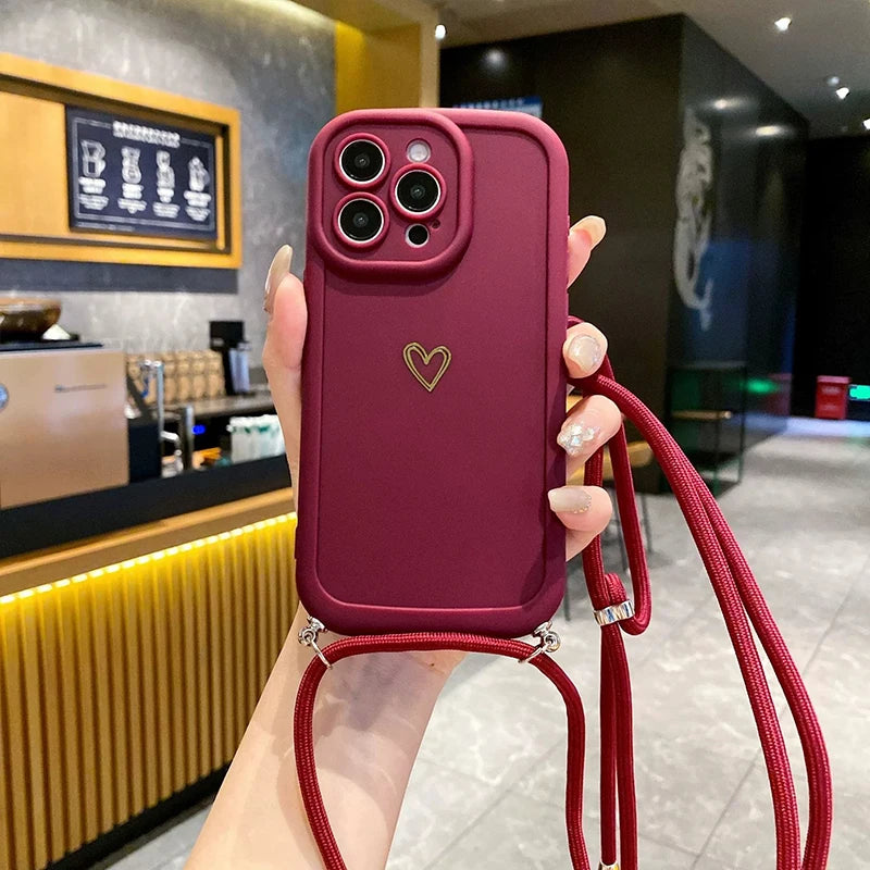 Crossbody Lanyard Silicone iPhone Case – Fits iPhone 11 to 17