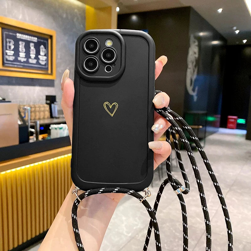 Crossbody Lanyard Silicone iPhone Case – Fits iPhone 11 to 17