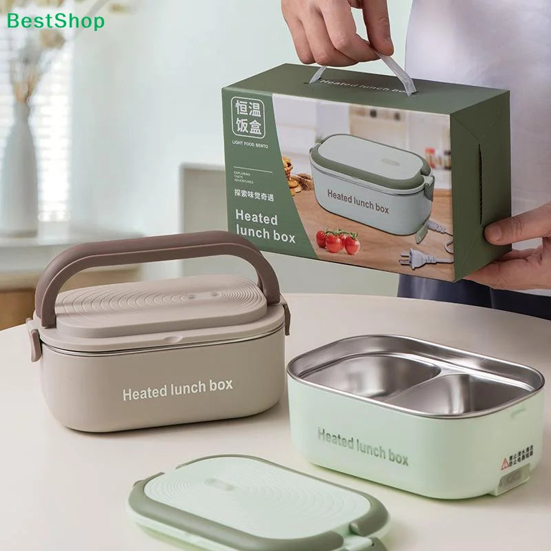 Lunch Box With Electric Heater 2-Basket Stainless Steel 304 No Rust Portable Water-free Electric Lunch Box