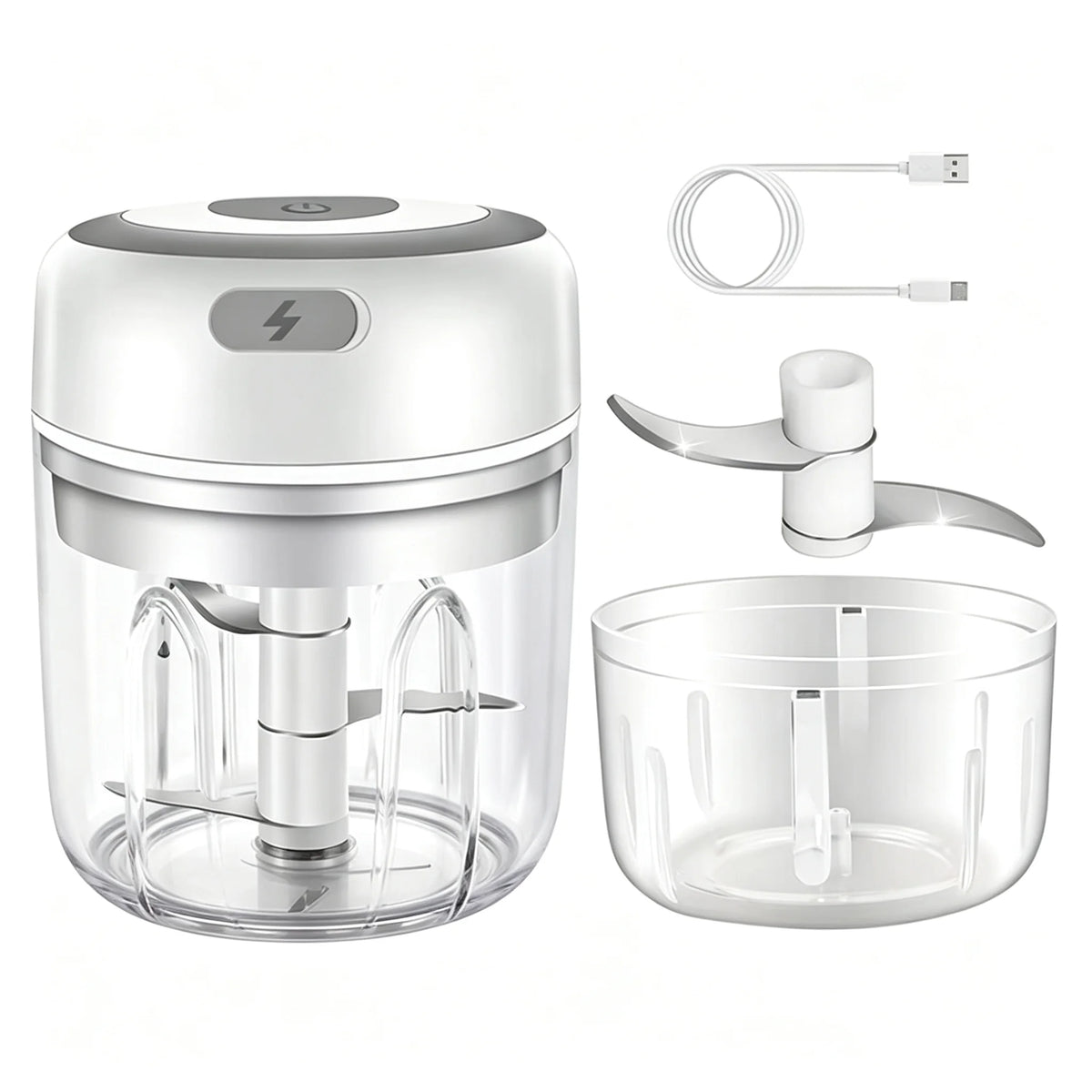 250ml USB Rechargeable Compact Electric Mini Food Processor Portable Grinder For Garlic Onion Vegetables Spices Baby Food Househ