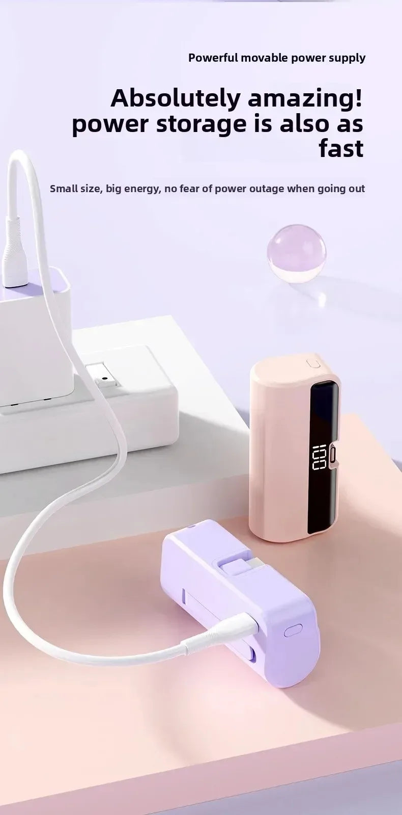 Mini Portable Power Bank with Digital Display & Phone Stand – Compact Charger
