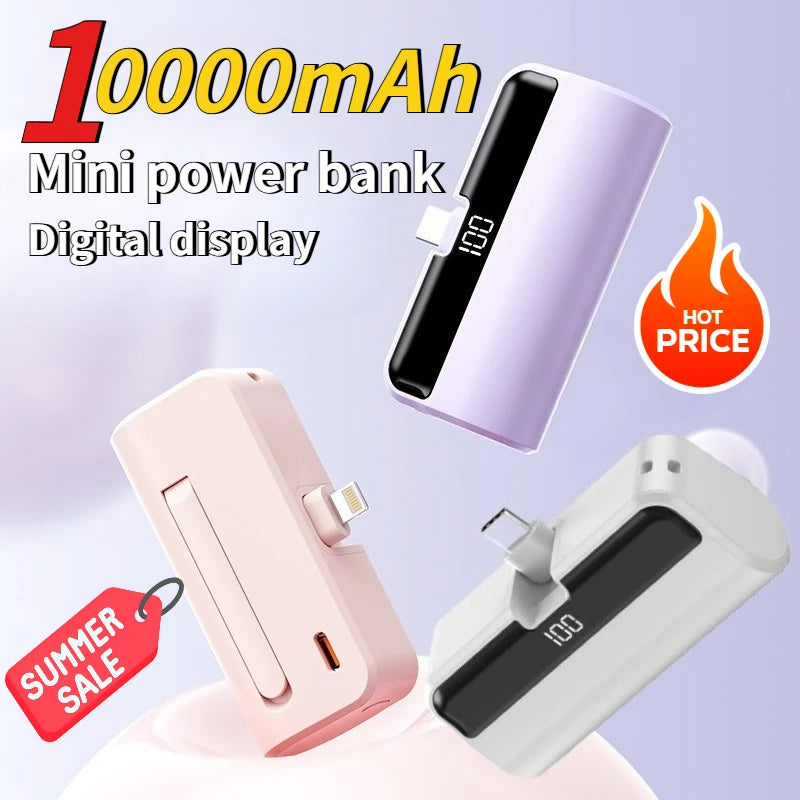 Mini Portable Power Bank with Digital Display & Phone Stand – Compact Charger