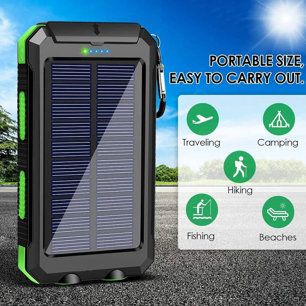 Solar Power Bank 80000mAh – Portable External Battery with LED Light
