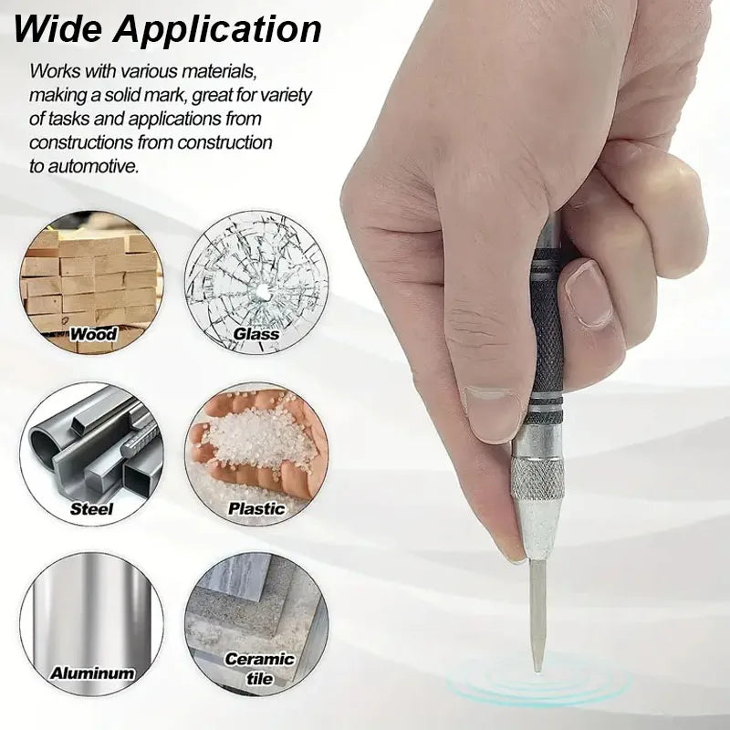 Automatic Spring-Loaded Center Punch for Wood and Metal