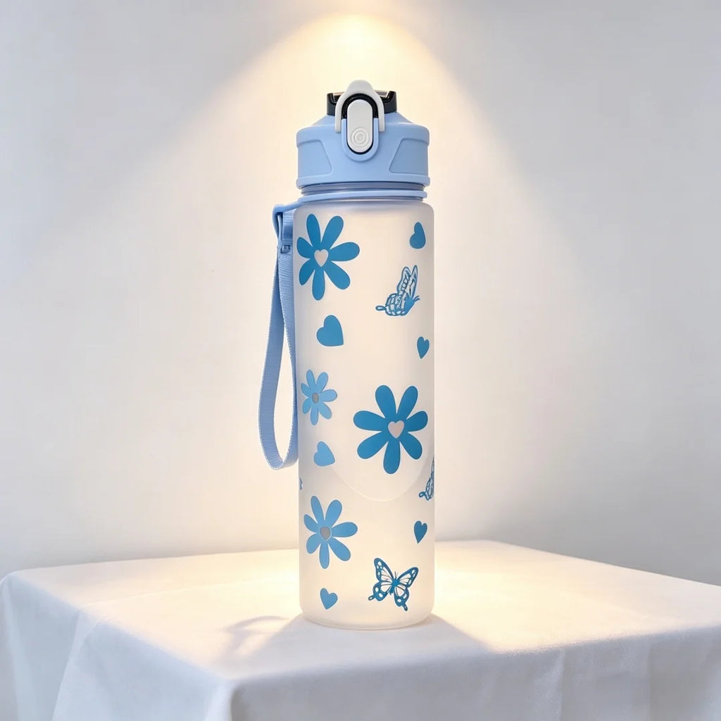 750ml Floral Water Bottle with Carry Strap