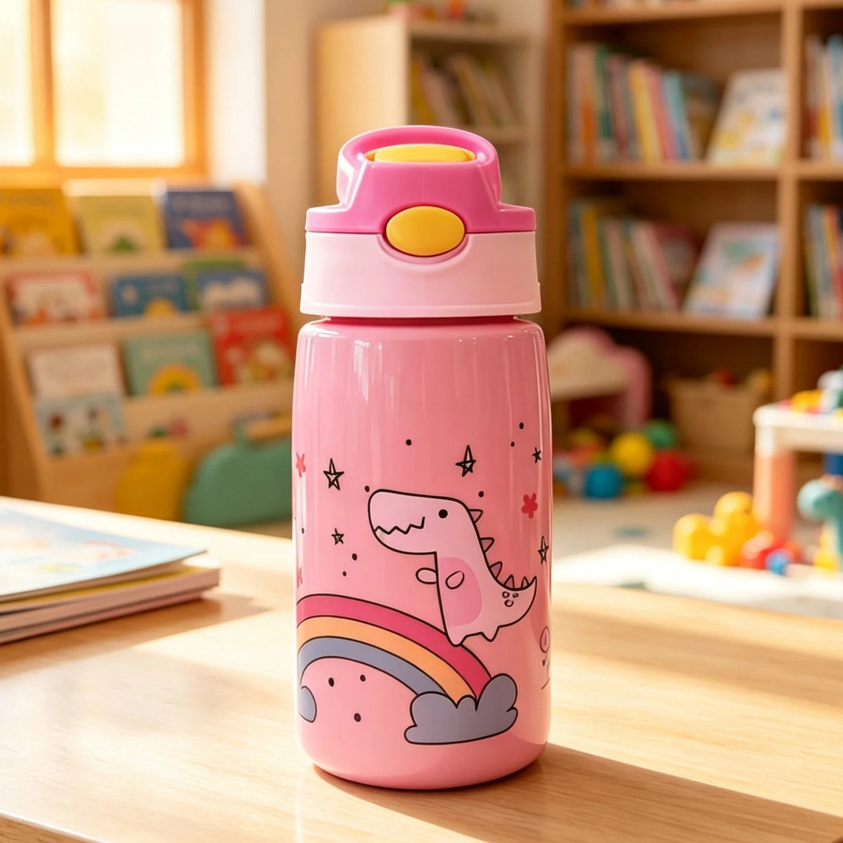 480ml Kids Water Bottle with Straw and Handle