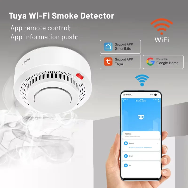 WiFi Smoke Detector with 85 dB Alarm & App Alerts
