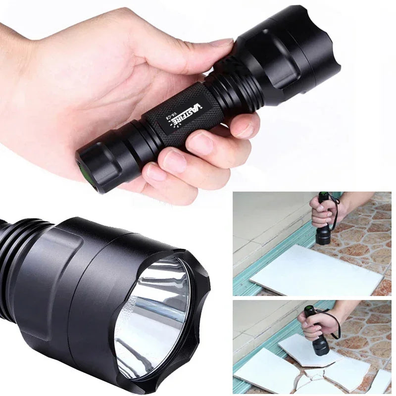 Tactical Hunting Flashlight Set – Green, Red & White LED, USB Rechargeable