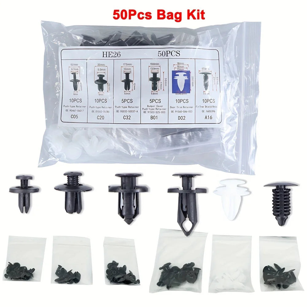 Mixed Automotive Push-Type Fastener Clip Kit